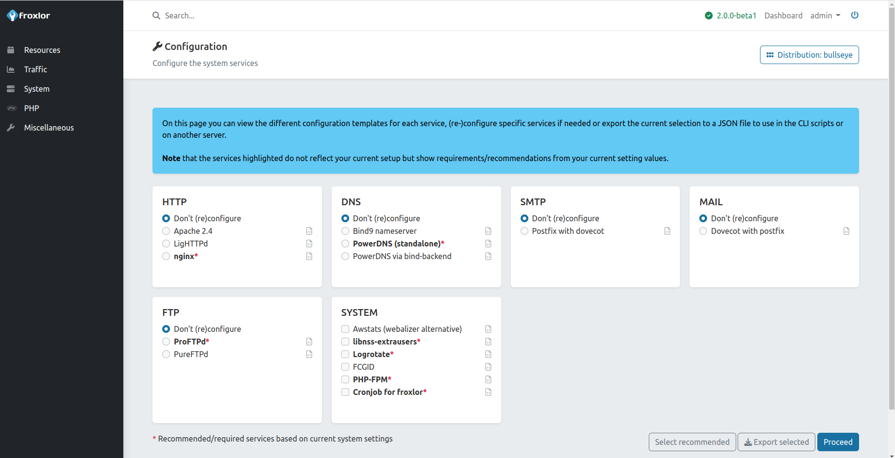 Configure services