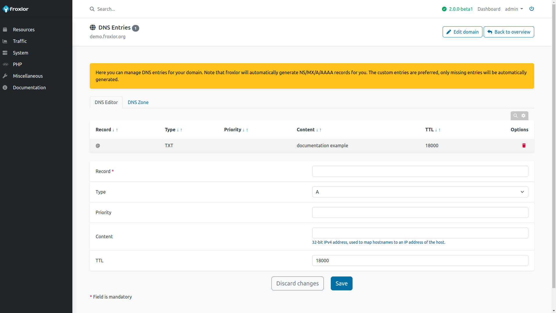 DNS editor